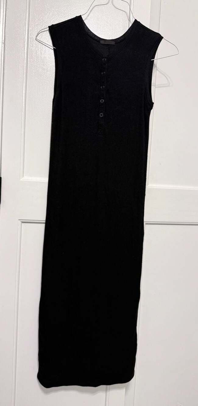ATM Anthony Thomas Melillo Black Micromodal Ribbed  Sleeveless M Dress